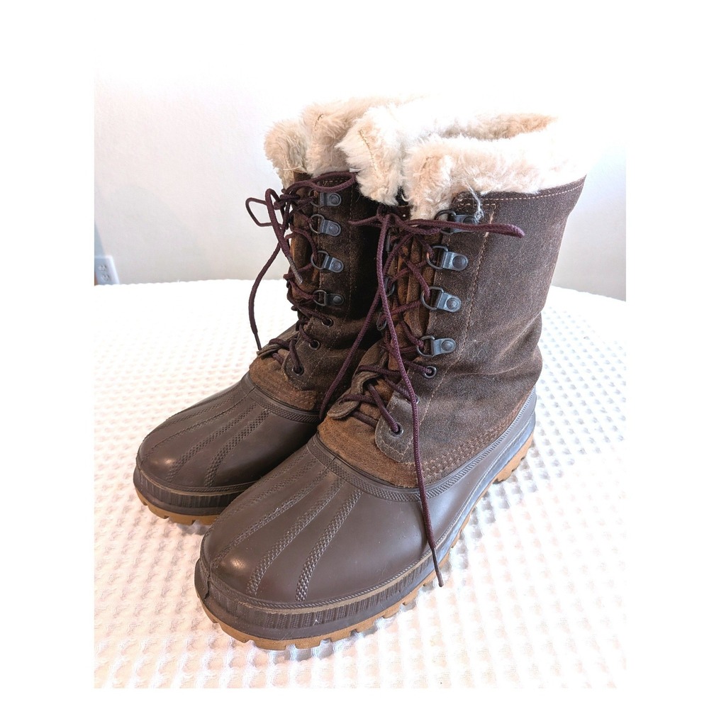 Sorel Crusader Snow Boots Brown Mens 11 Insulated Canada Made Vintage